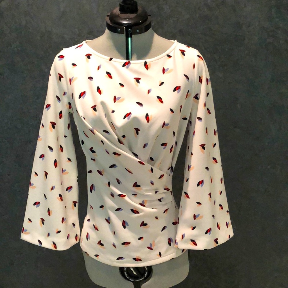 Ann Taylor Bell-Sleeve Faux Wrap Top